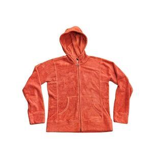 Patagonia Womens Small full zip fleece jacket Embroidered Hem Logo Pink Hooded